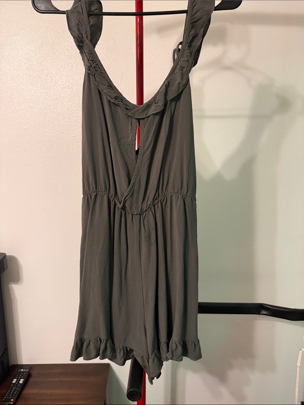 Scoop Back Sleeveless Romper in Olive Green